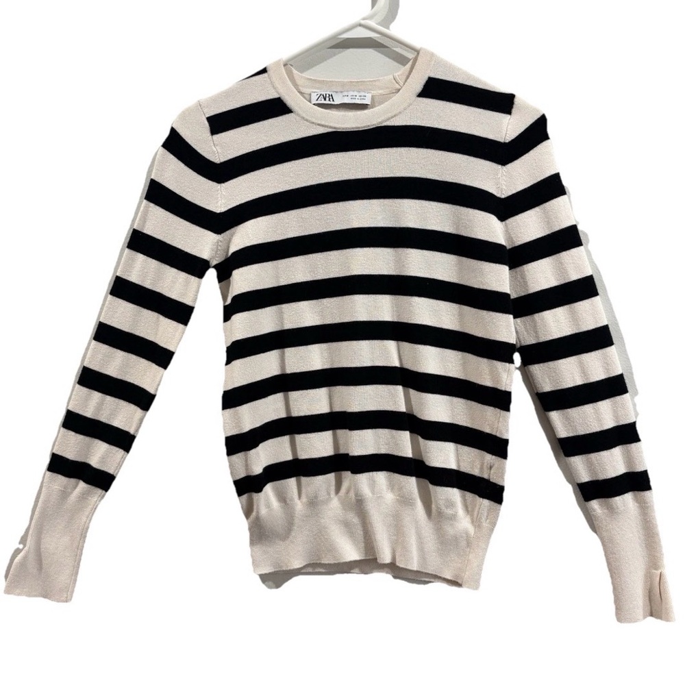 Zara‎ Striped Knit Sweater Fall Casual Minimalist Size M